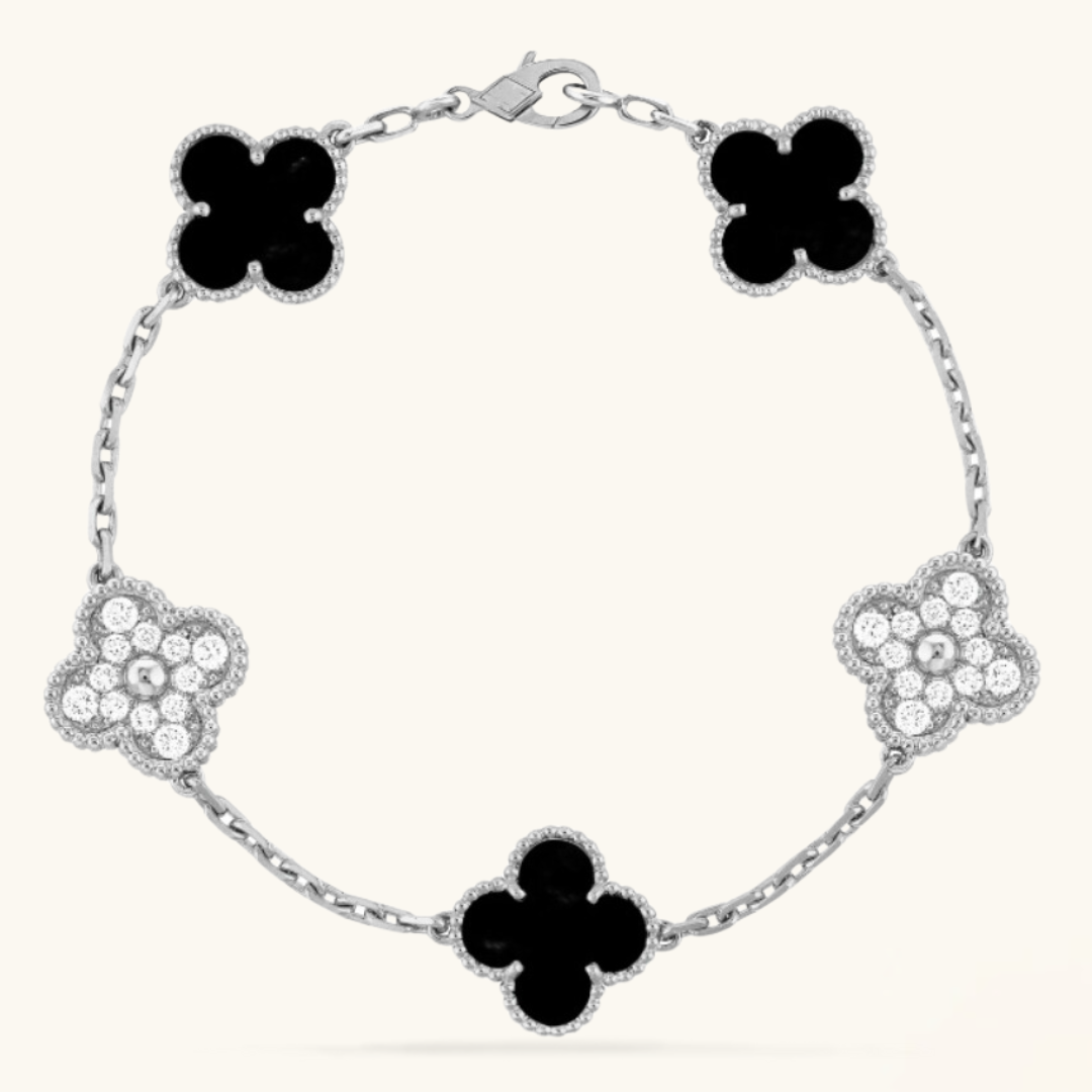 Clover Bracelet (stainless steel, black detail)