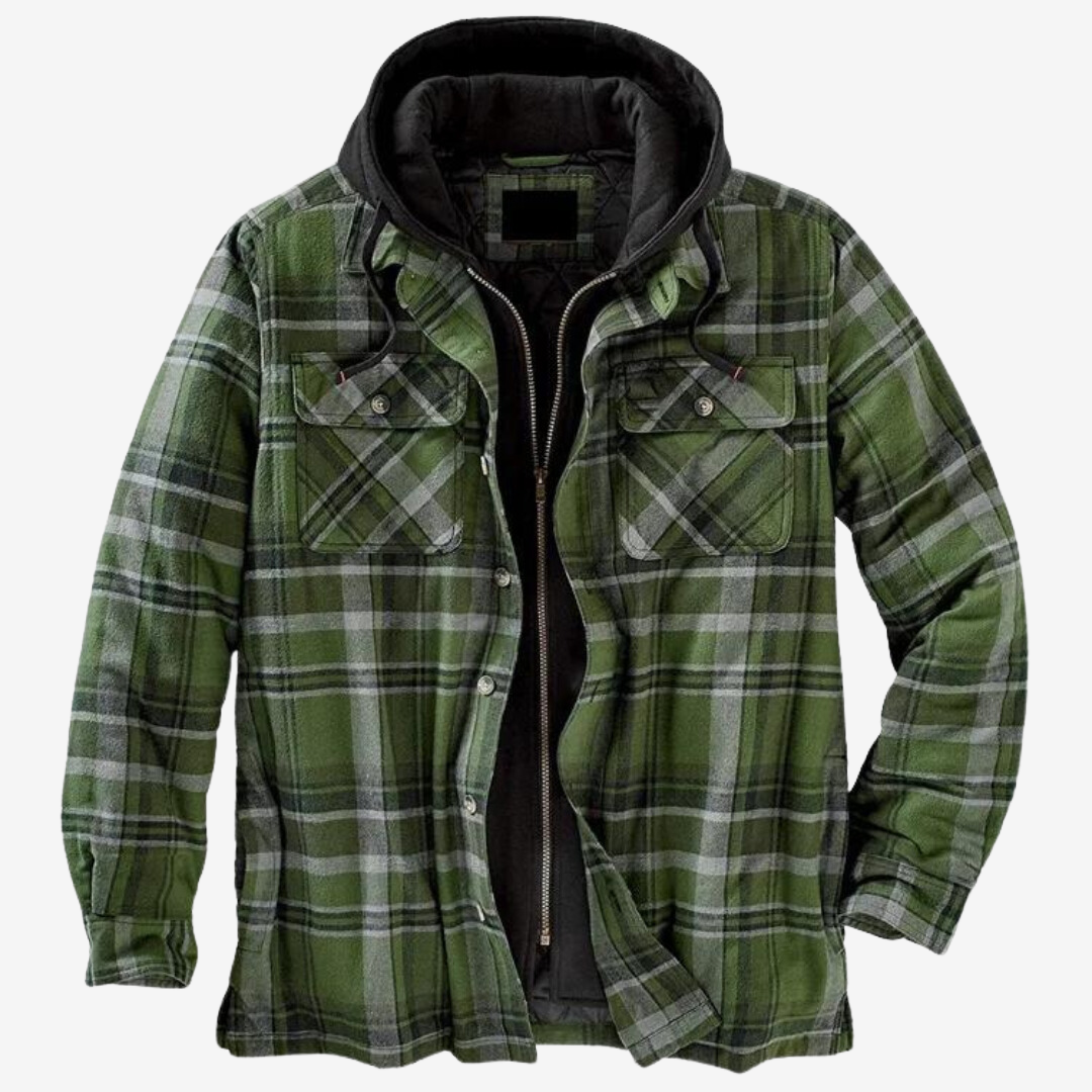 Men's Quilted Plaid Jacket | Hooded