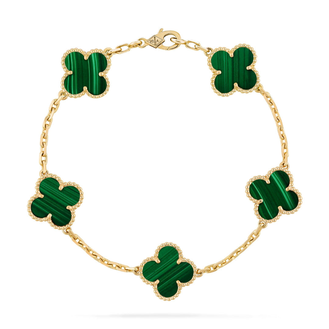 Clover Bracelet (gold finish, green detail)
