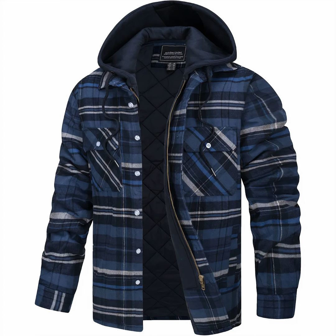 Men's Plaid Shirt Jacket | Hooded