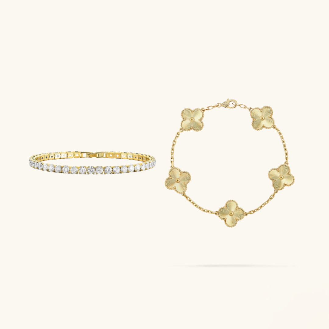 Uno Bracelet Set (gold finish, 2-piece)