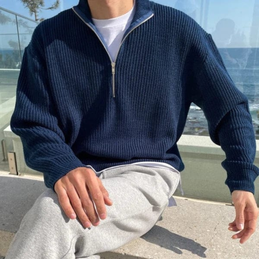 Men's Casual Zip Sweater | Knitted