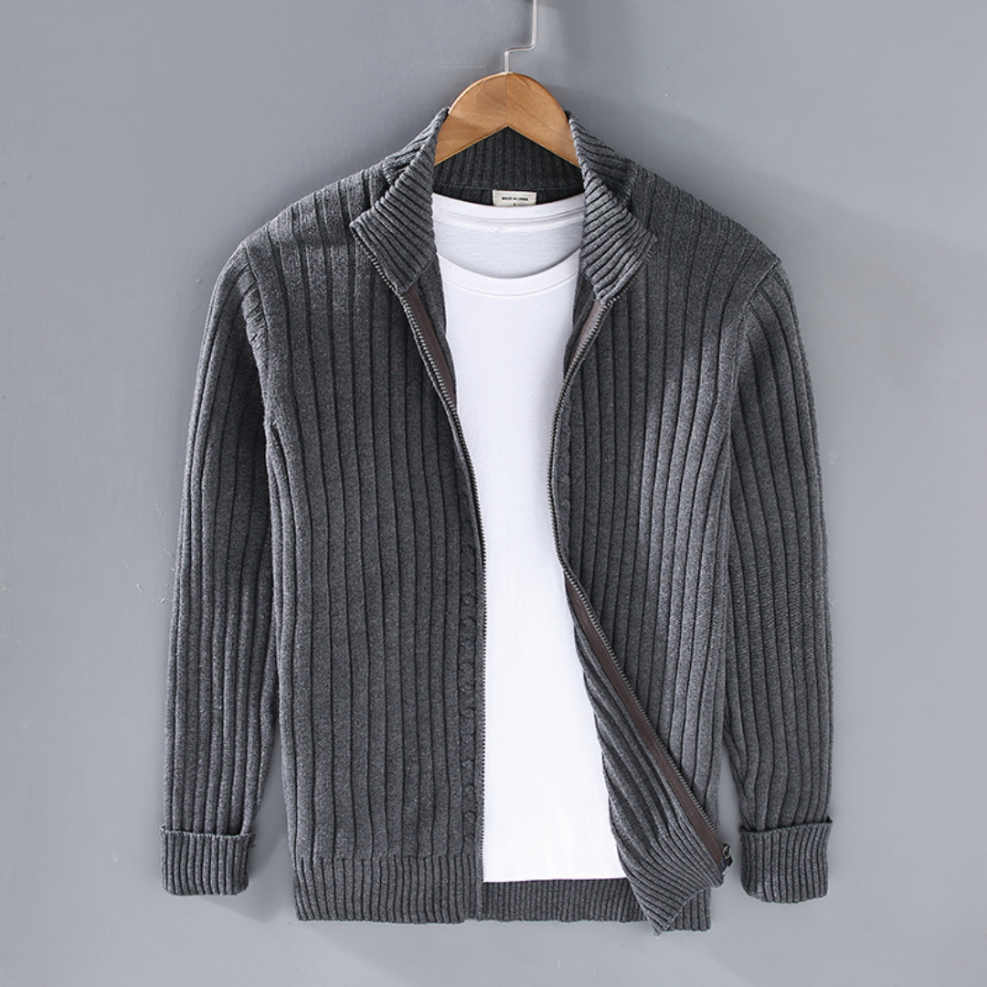 Men's Ribbed Zip-Up Cardigan | Casual