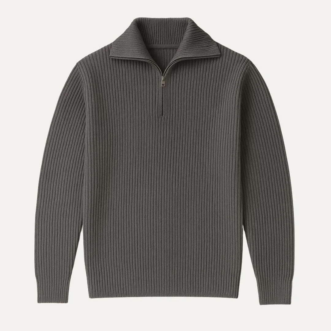 Men's Zip-Up Ribbed Sweater | Cozy Knit