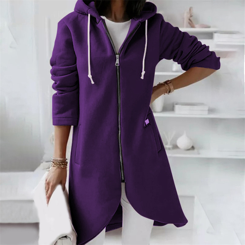 Arabella | Women's Long Hooded Pullover with Zipper