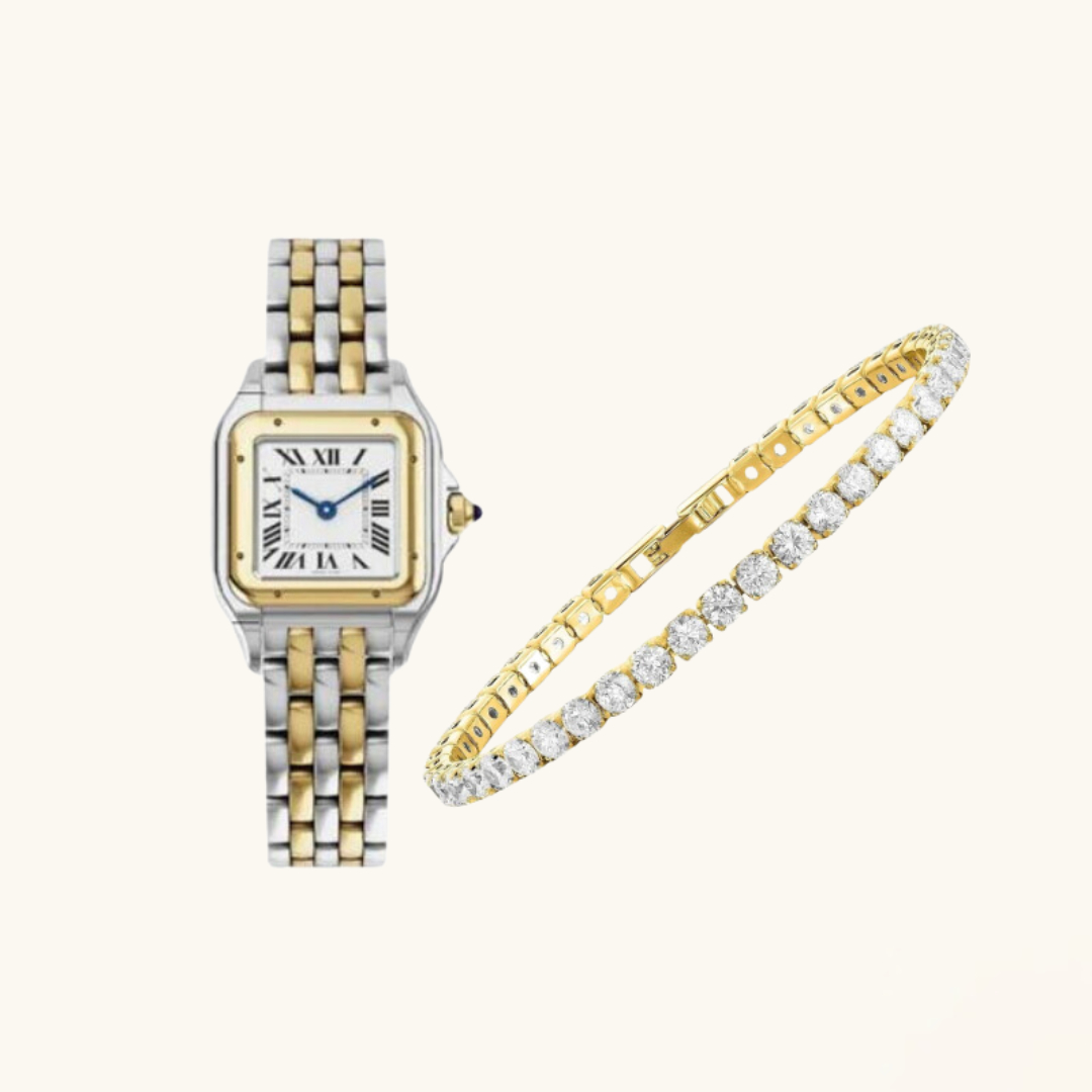 Hollywood Duo Bracelet Set (gold-colored, 2 pieces)