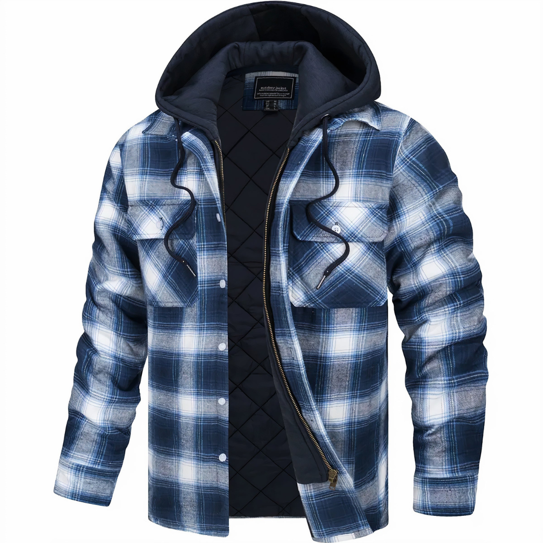 Men's Plaid Shirt Jacket | Hooded