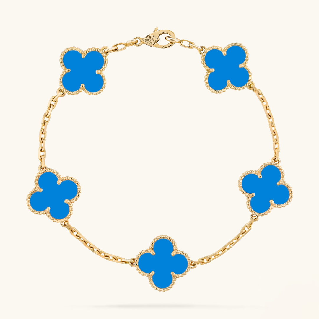 Clover Bracelet (gold finish, blue detail)