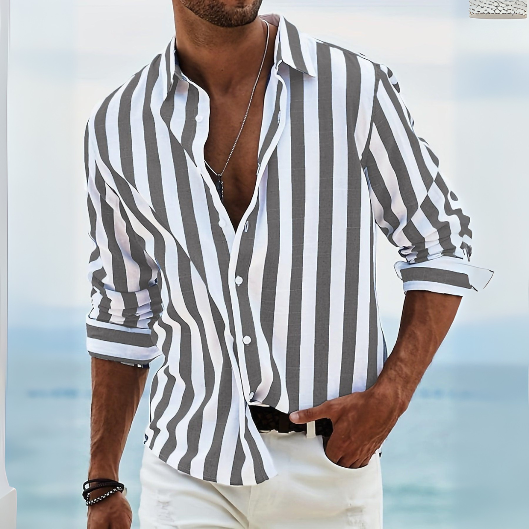 Men's Striped Button-Up Shirt | Summer
