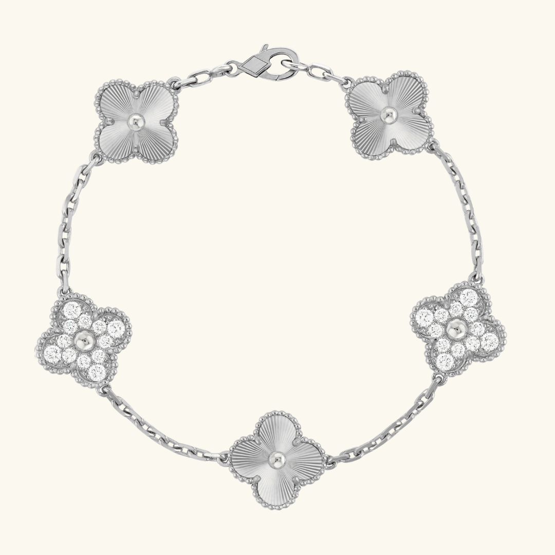 Clover Bracelet (stainless steel, guilloché detail)