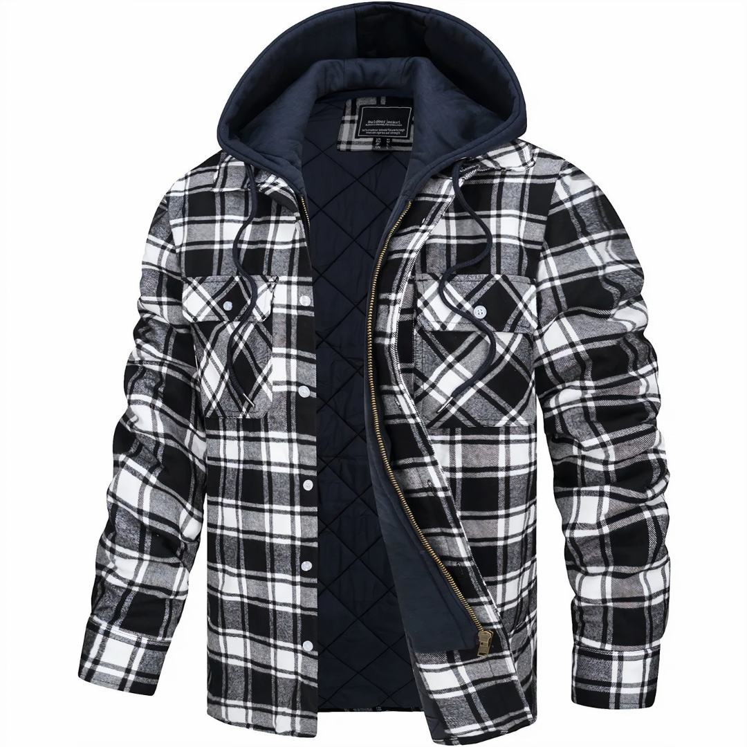 Men's Plaid Shirt Jacket | Hooded