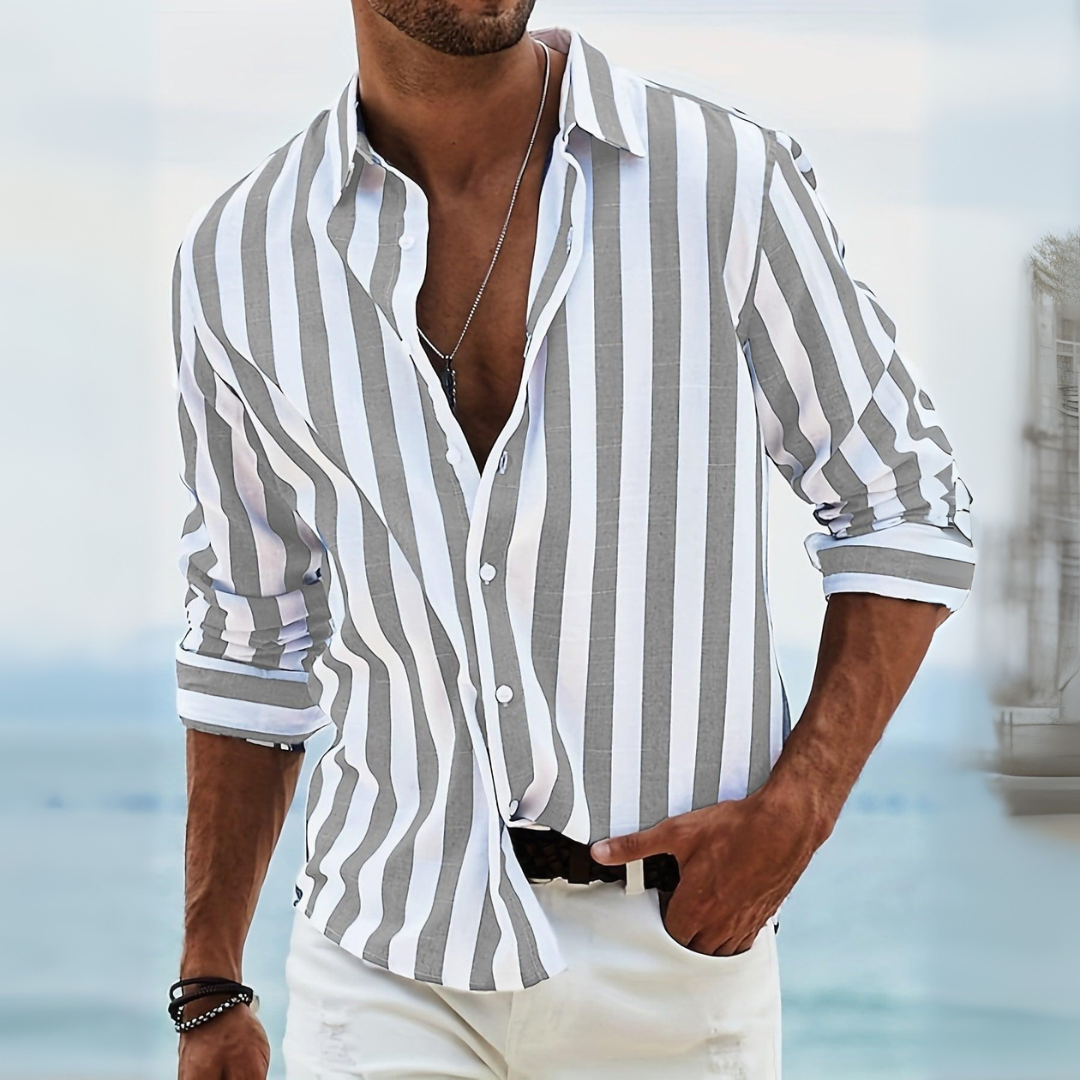 Men's Striped Button-Up Shirt | Summer