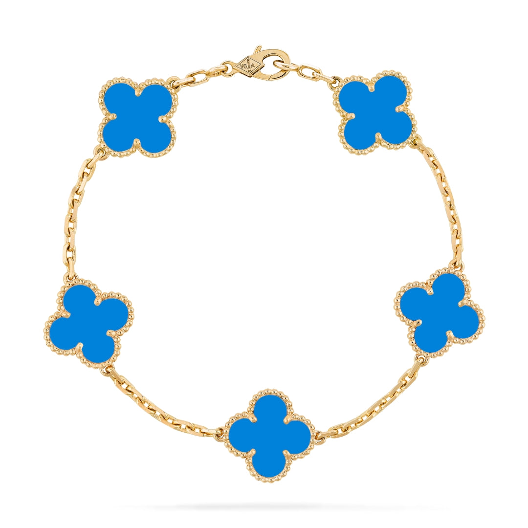 Clover Bracelet (gold finish, blue detail)