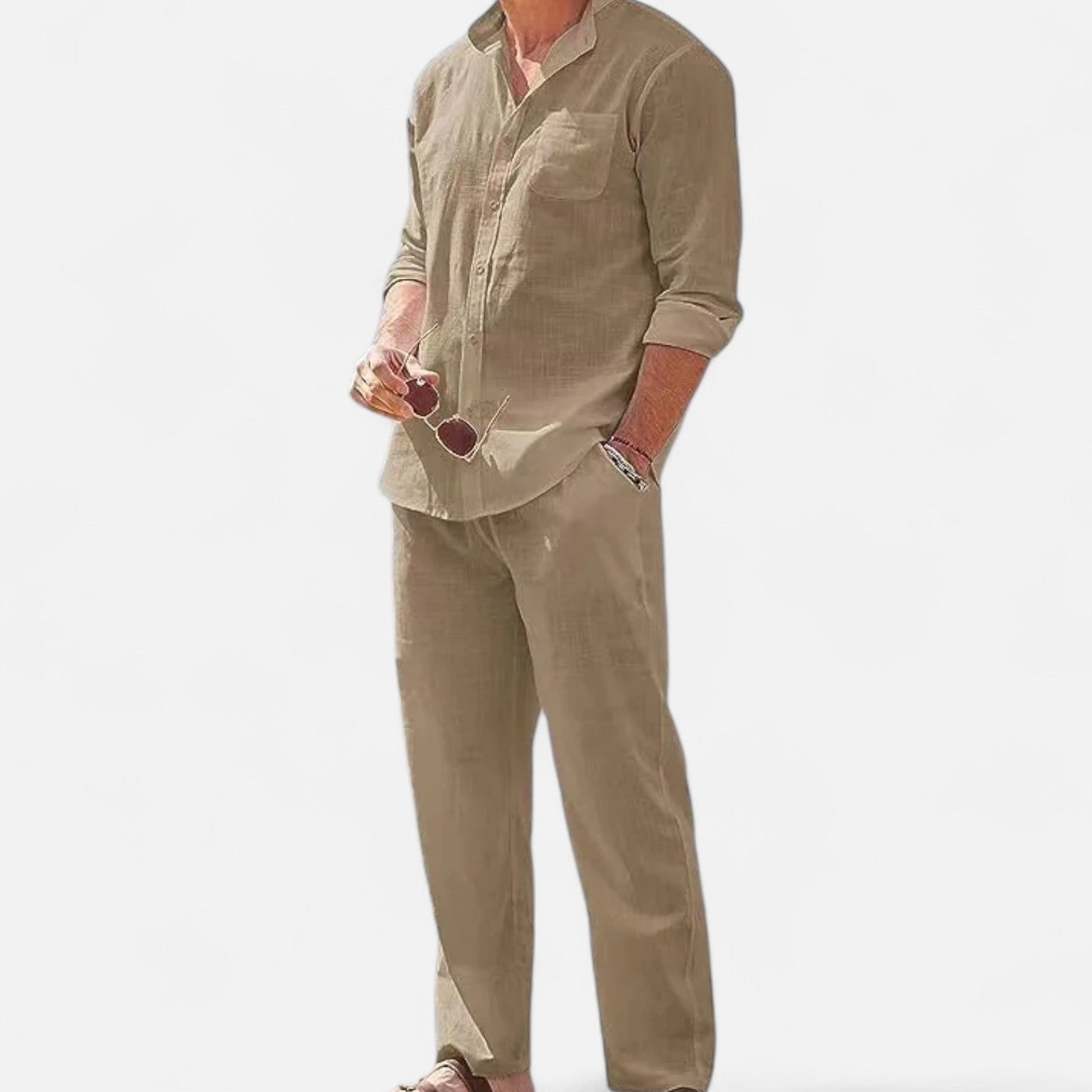 Men’s Long Sleeve Linen Two-Piece Set