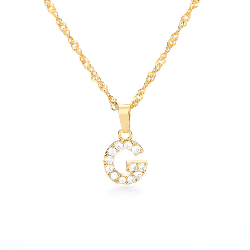 Zircon Letter Necklace (Gold finish)