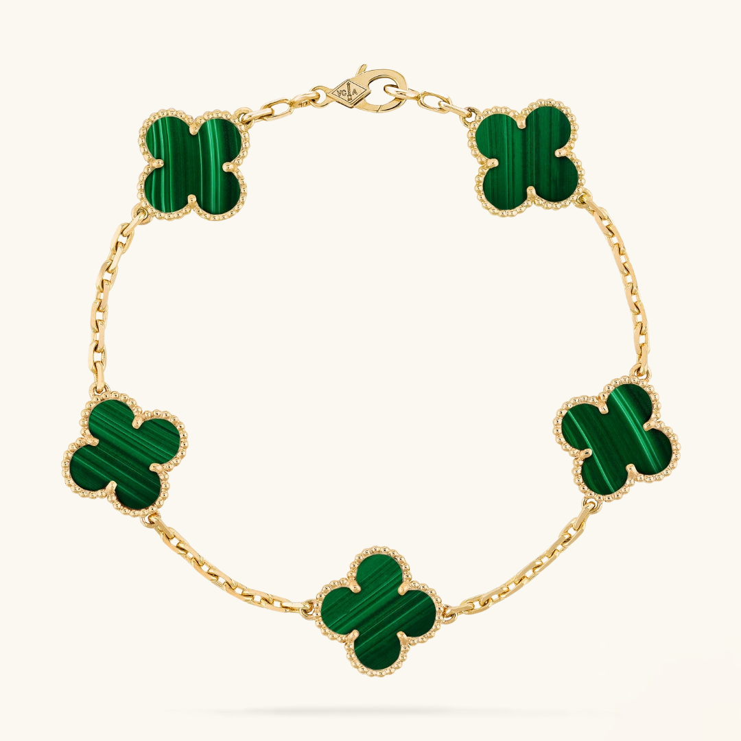 Clover Bracelet (gold finish, green detail)