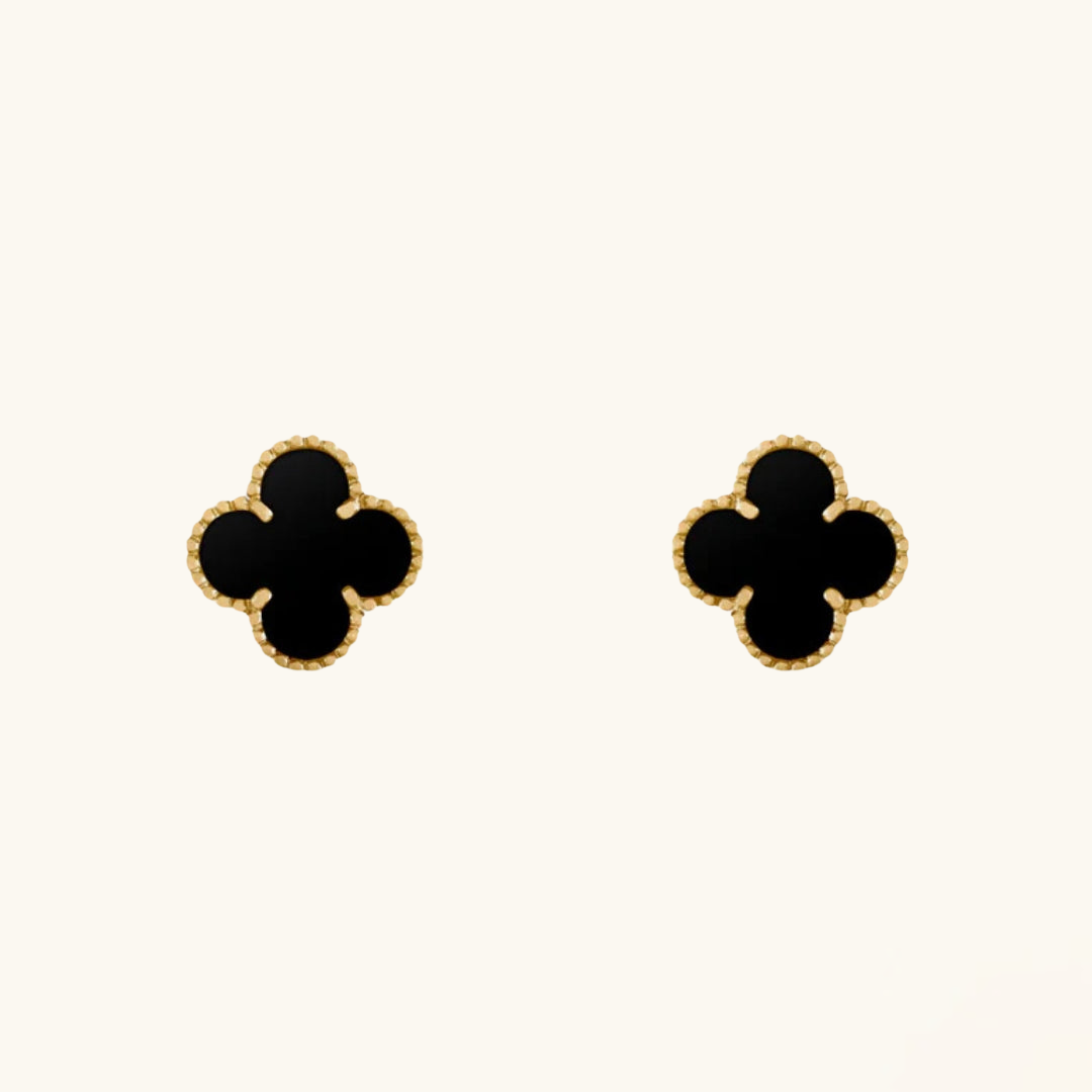 Clover Earrings Black (gold finish)