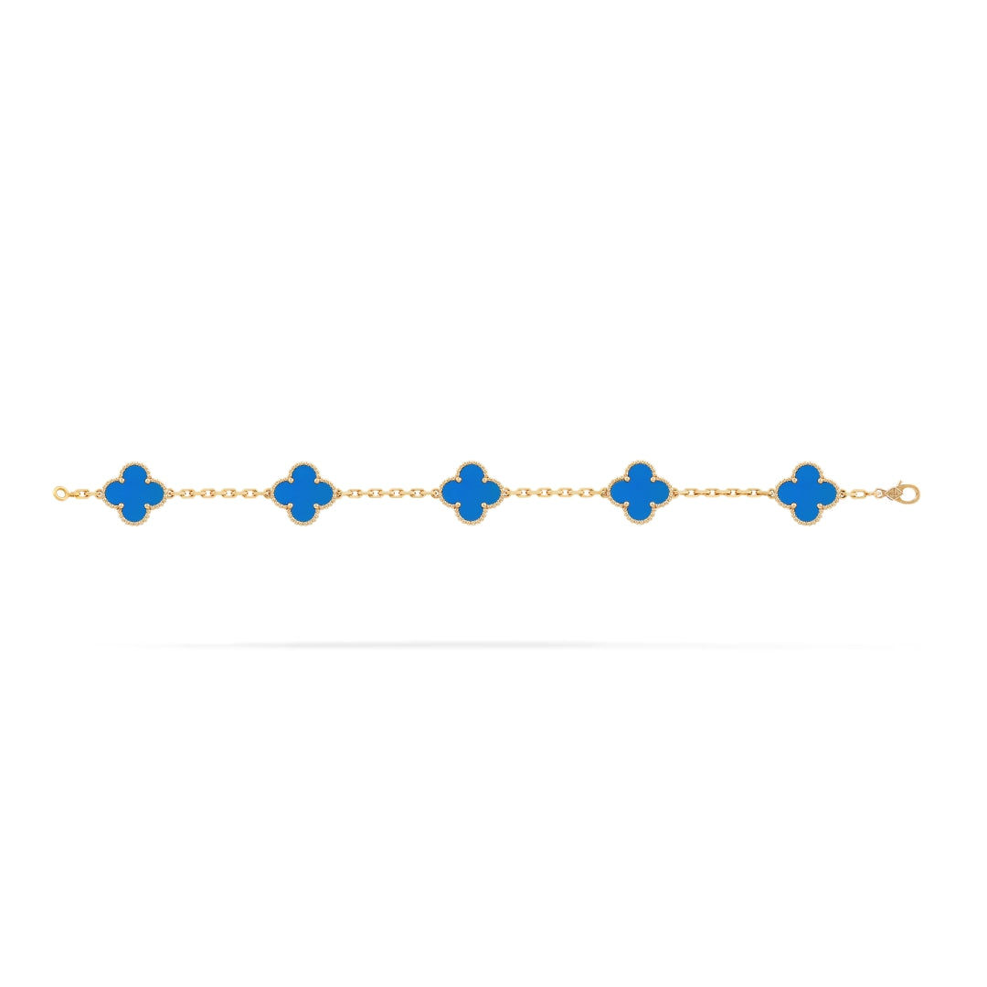 Clover Bracelet (gold finish, blue detail)