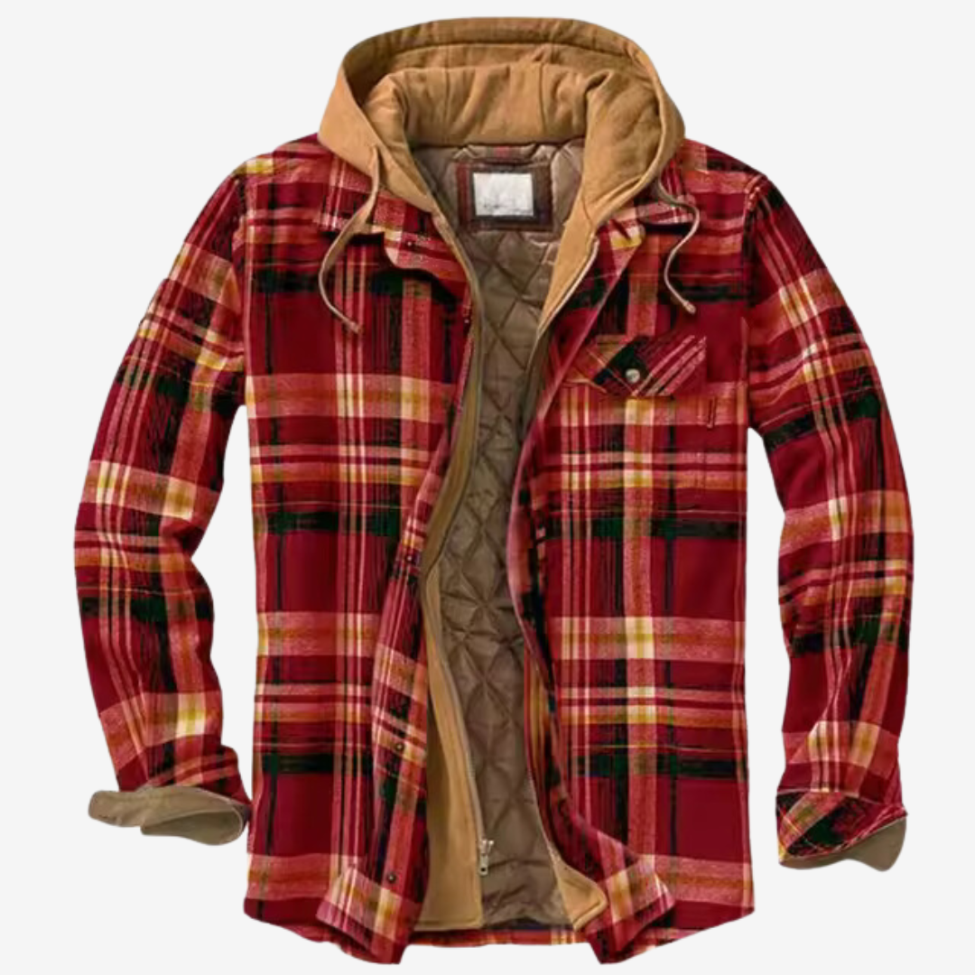 Men's Quilted Plaid Jacket | Hooded