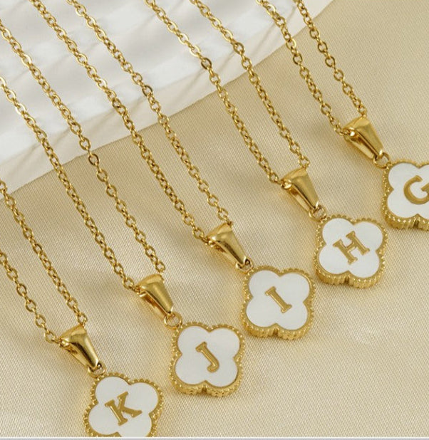 Lucky Initial Clover Necklace (stainless steel)