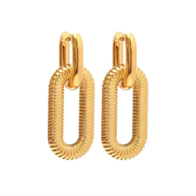Cuban Link Diamond Earrings (gold finish)