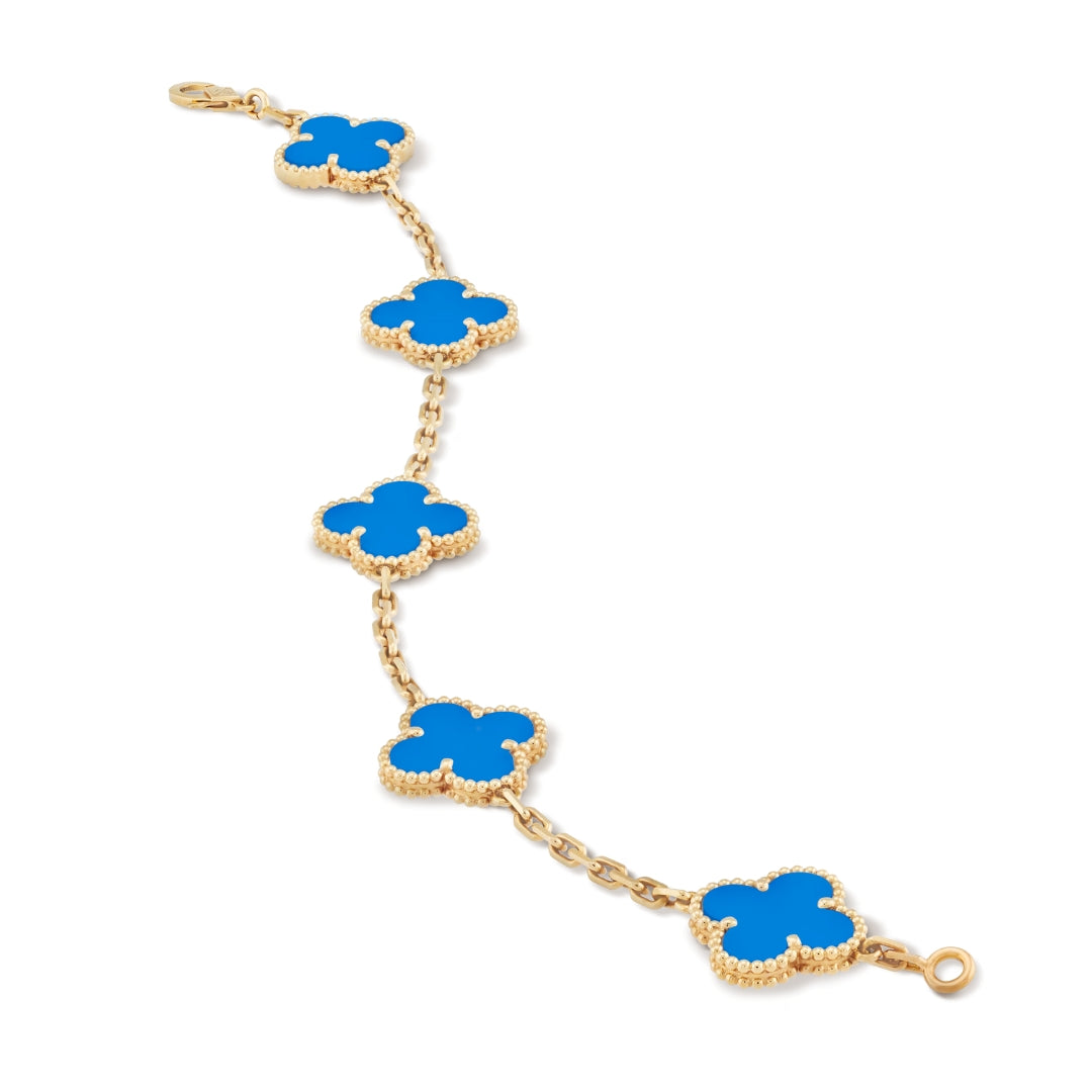 Clover Bracelet (gold finish, blue detail)