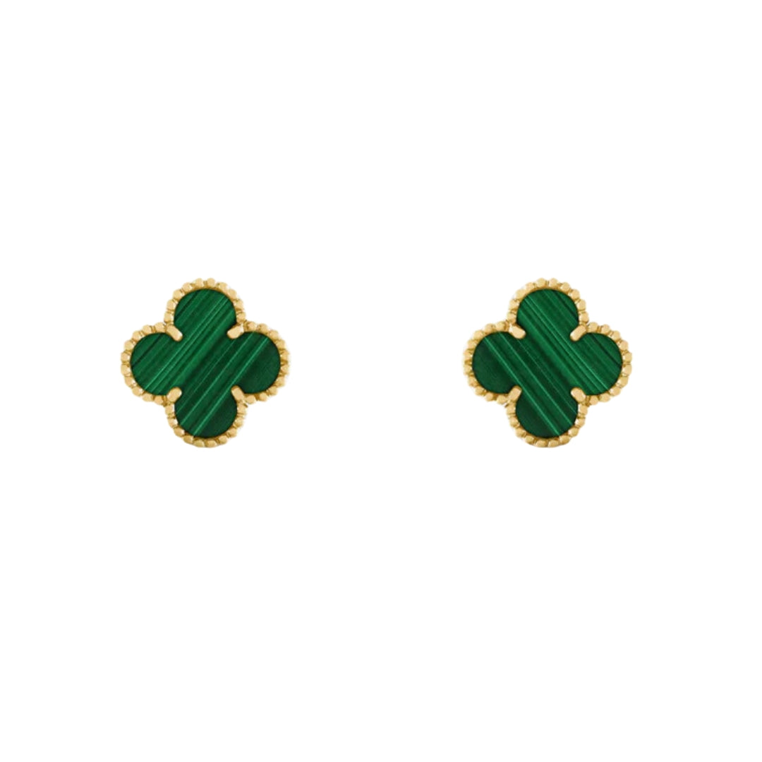 Clover Earrings Green (gold finish)