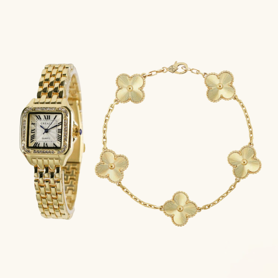 Sofia Watch & Bracelet Set (gold finish, 2-piece)