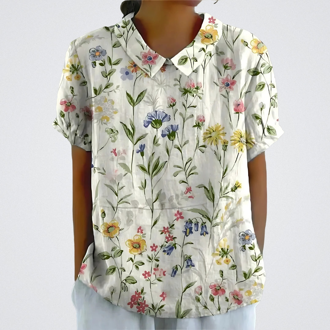 Lina™ | Floral Linen Blouse
