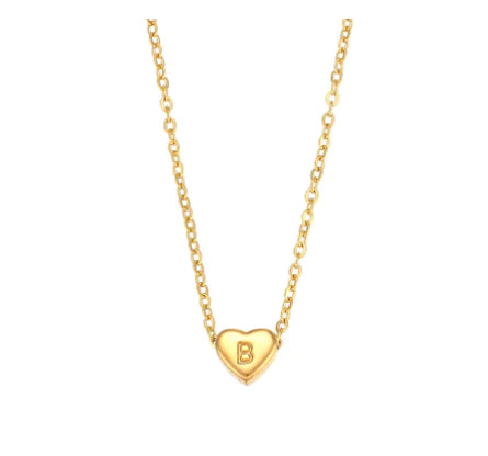 Heart Initial Necklace (Gold finish)
