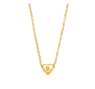 Heart Initial Necklace (Gold finish)