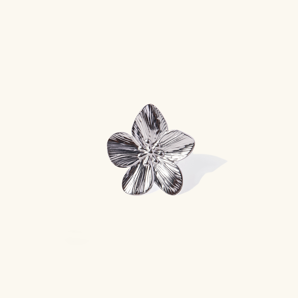 Alina Silver Flower Petal Ring