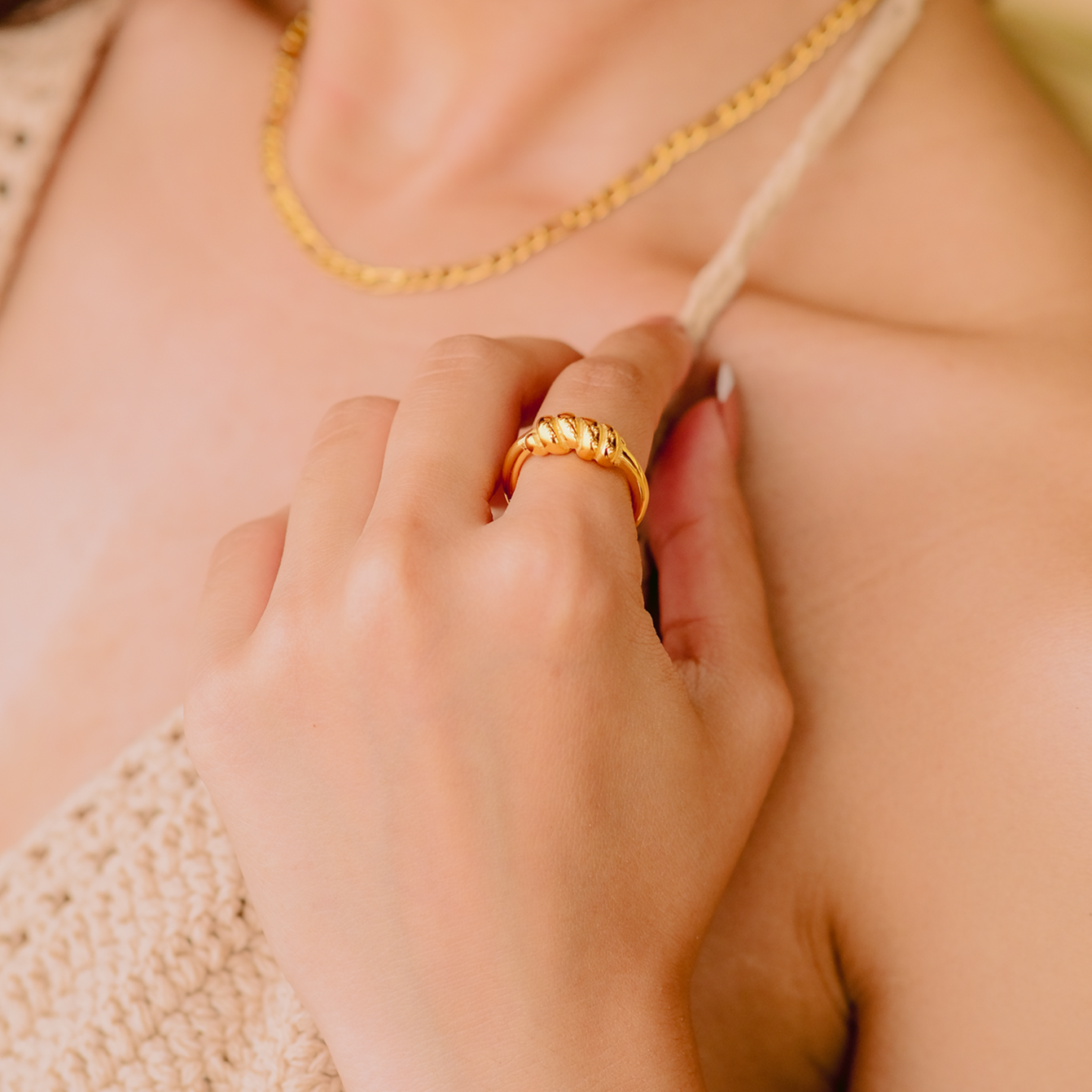 Amaia Golden Croissant Ring