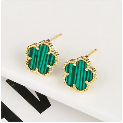 Five-Petal Shell Earrings (gold finish)