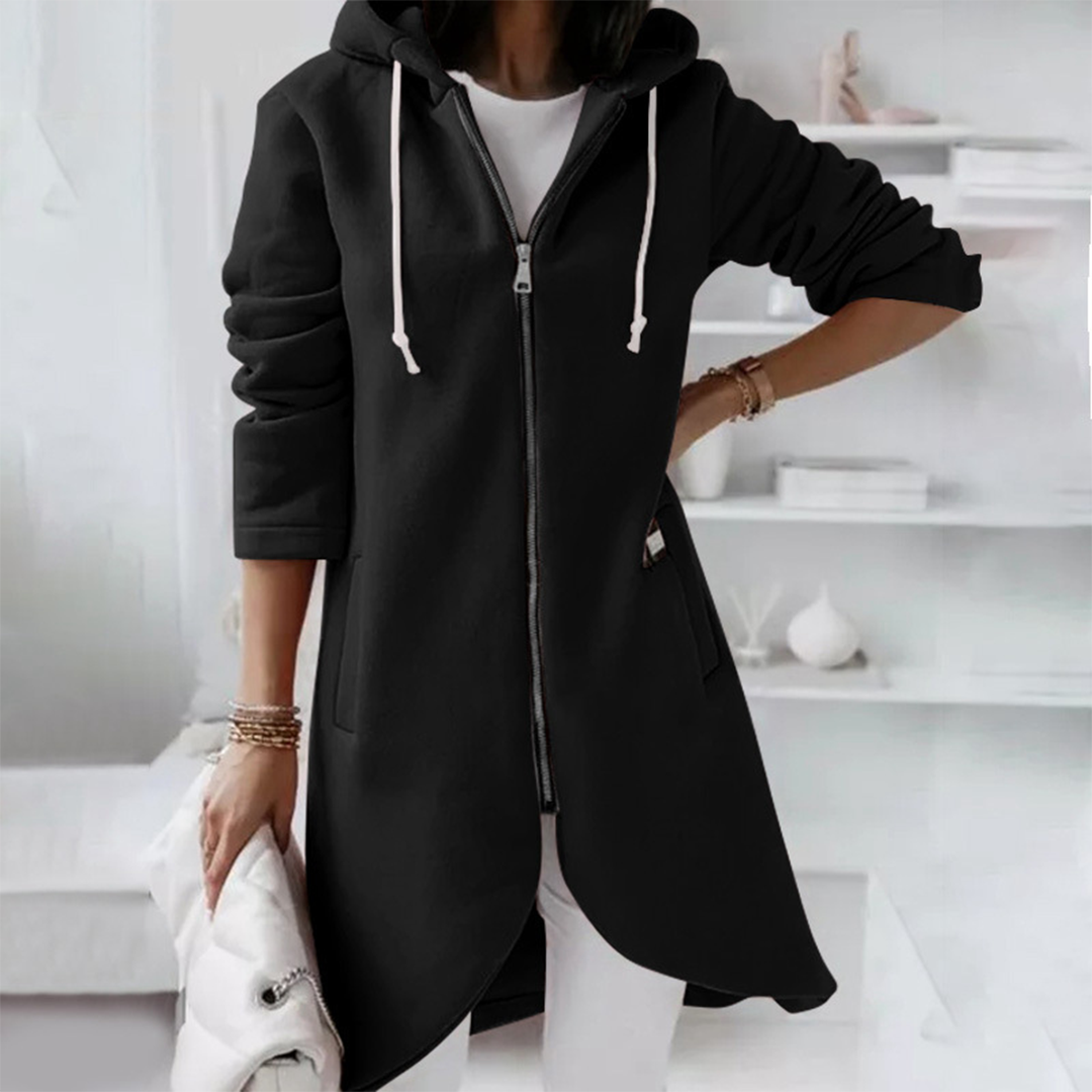 Arabella | Women's Long Hooded Pullover with Zipper