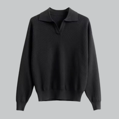 Buttonless long-sleeved polo shirt