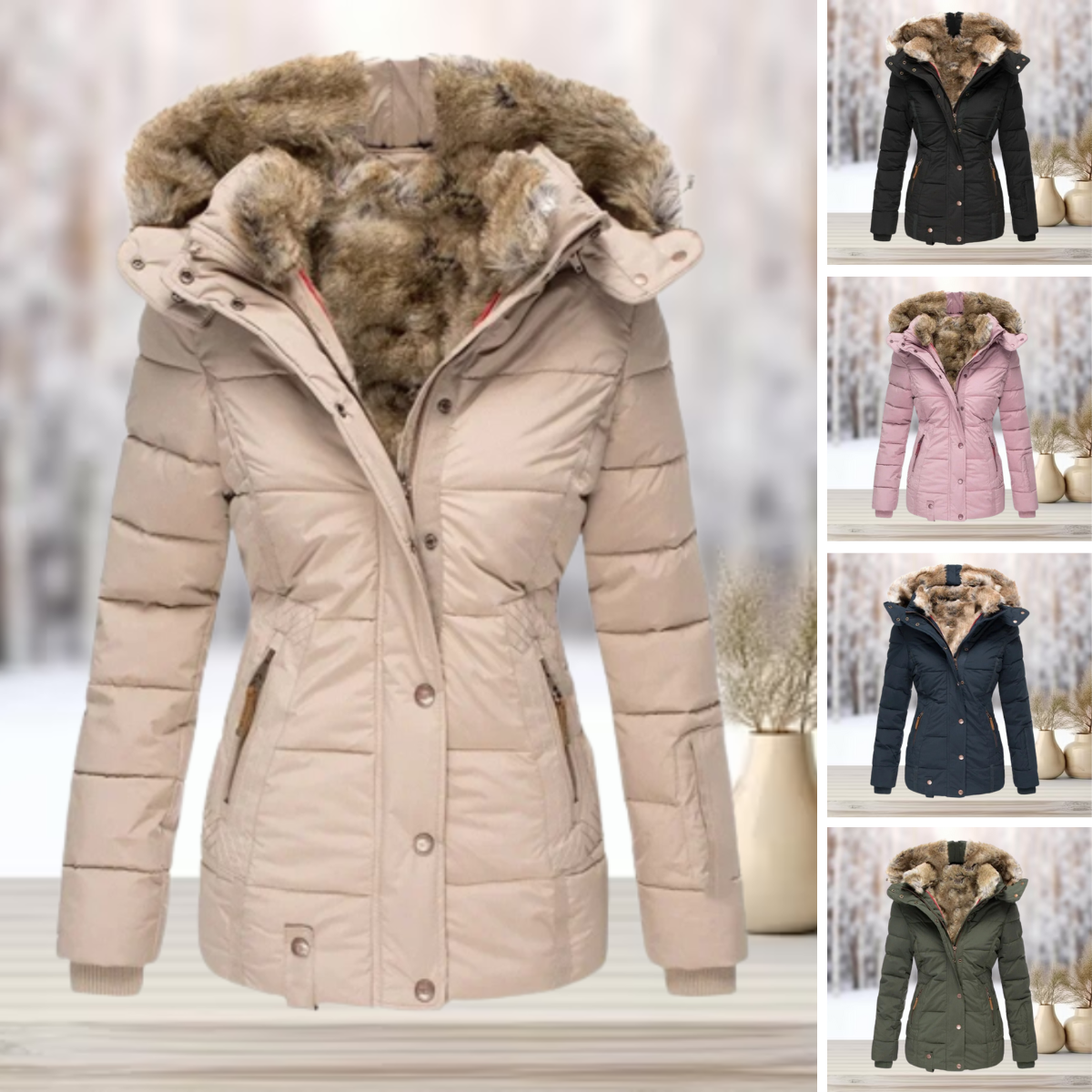 Freya | Faux Fur Winter Jacket with Hood