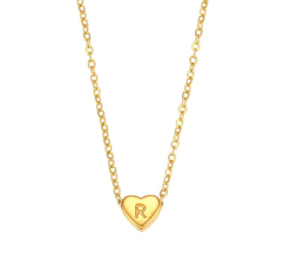 Heart Initial Necklace (Gold finish)