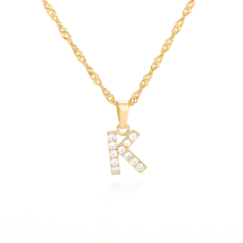 Zircon Letter Necklace (Gold finish)