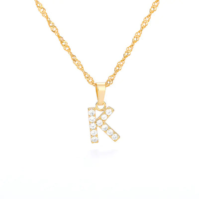 Zircon Letter Necklace (Gold finish)