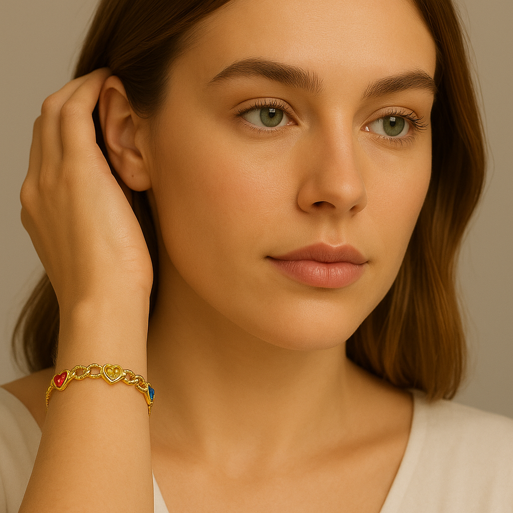 Heart Sparkle Open Bangle (stainless steel)