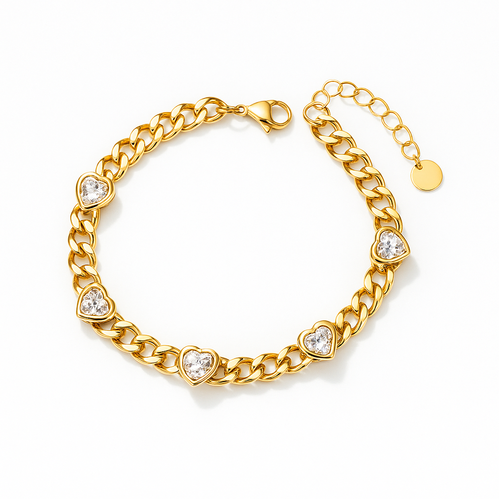 Heart Sparkle Open Bangle (stainless steel)