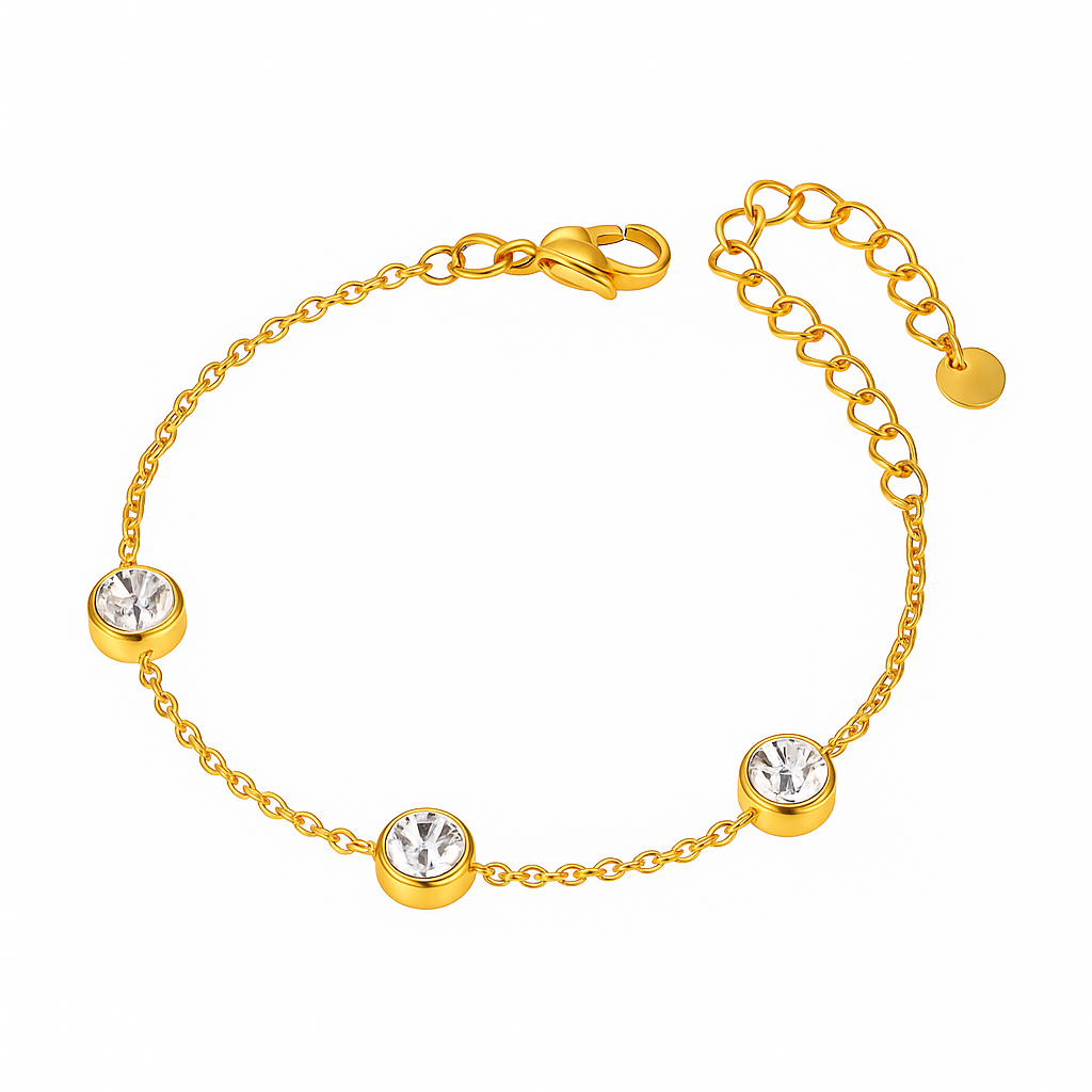 Zircon Circle Bracelet (gold finish)