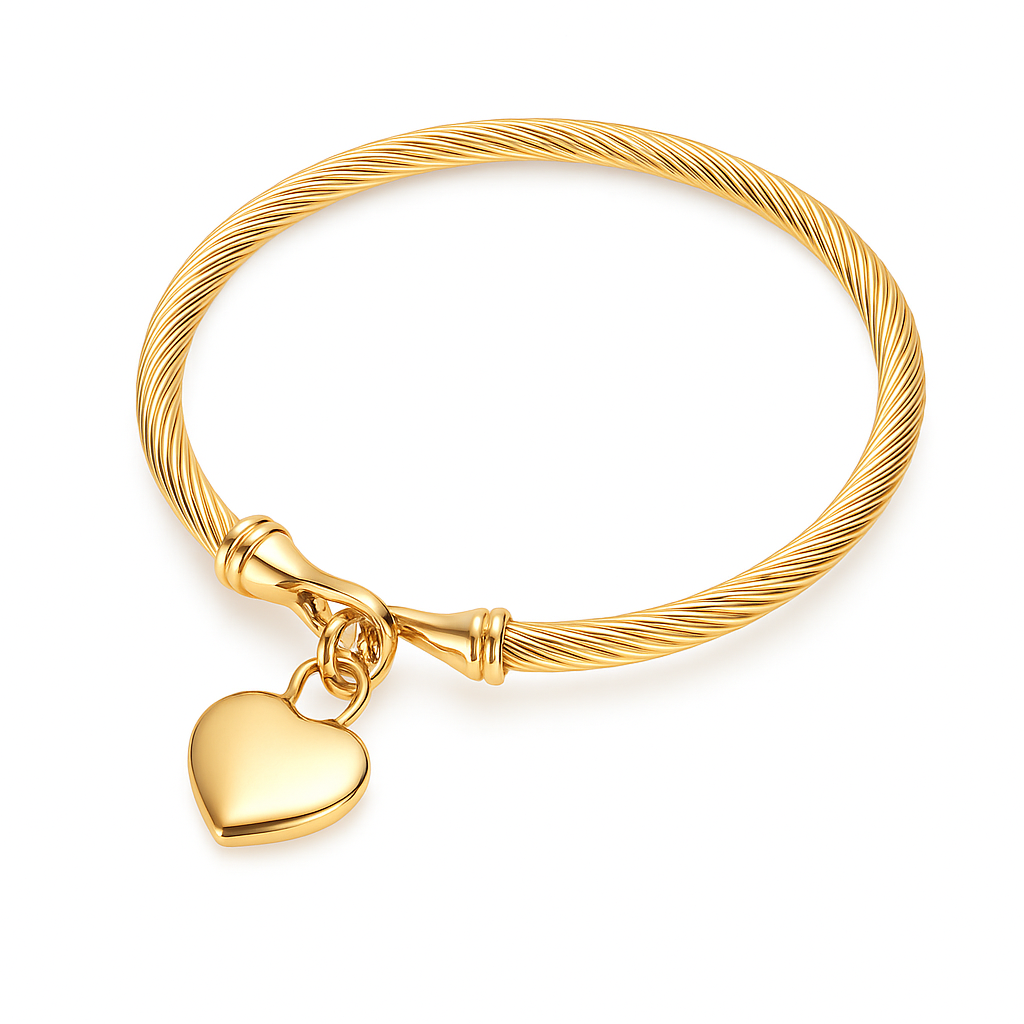 Heart Cable Bracelet (gold finish)