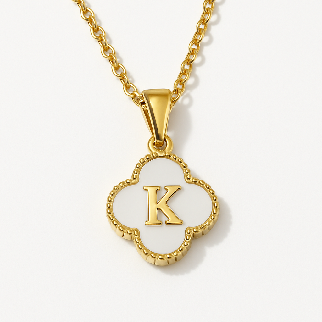 Lucky Initial Clover Necklace (stainless steel)
