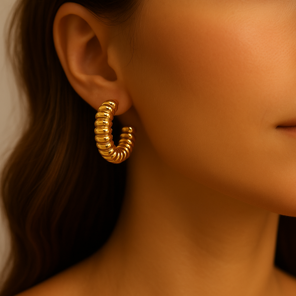 Spiral Gold Statement Earrings (gold finish)