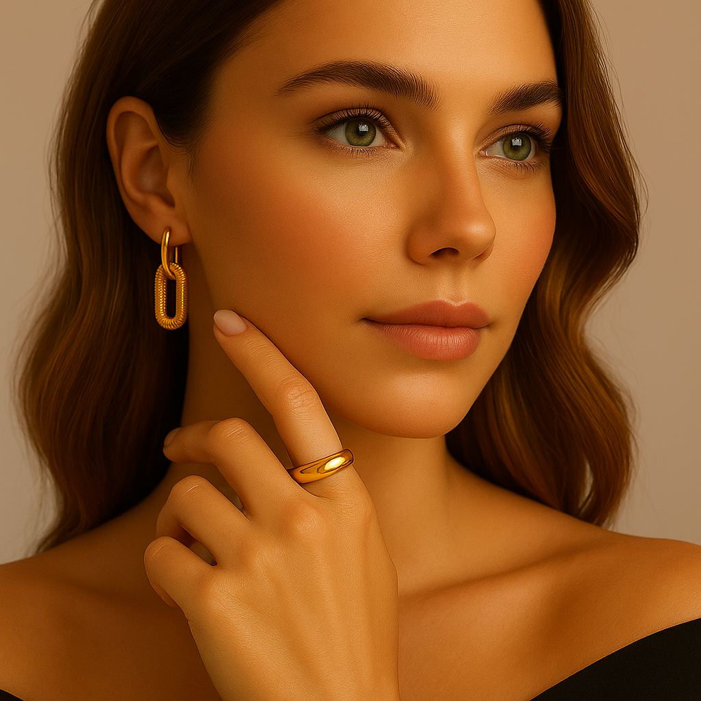 Cuban Link Diamond Earrings (gold finish)