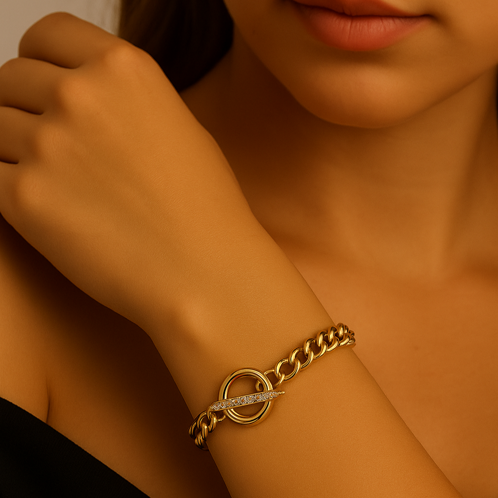 Cuban Link OT Buckle Bracelet (gold finish)