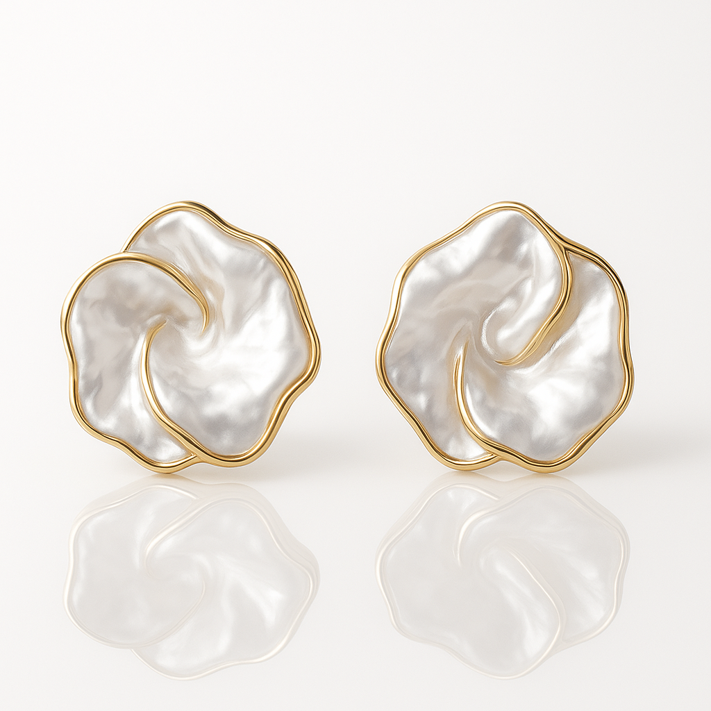 Floral Pearl Earrings (gold finish)