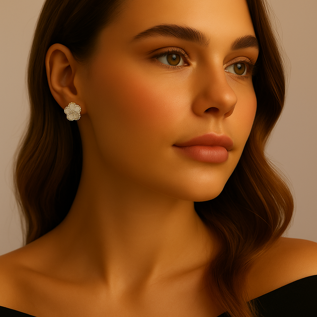 Five-Petal Shell Earrings (gold finish)